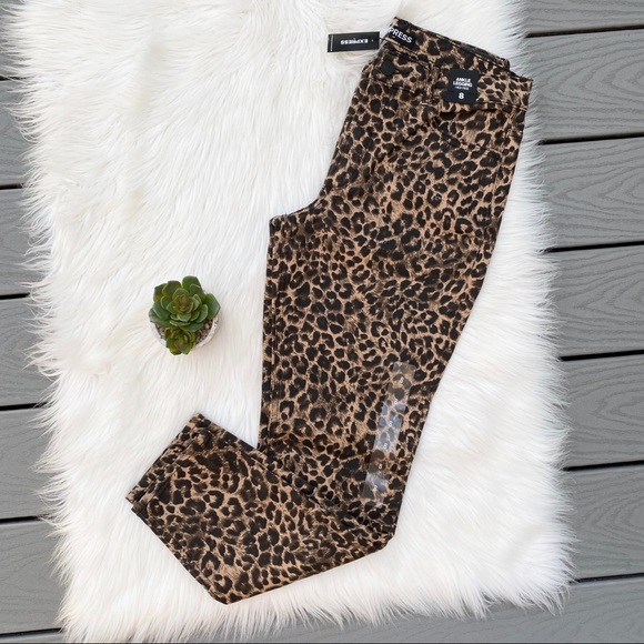 Express Leopard Denim Pants - Picture 1 of 4